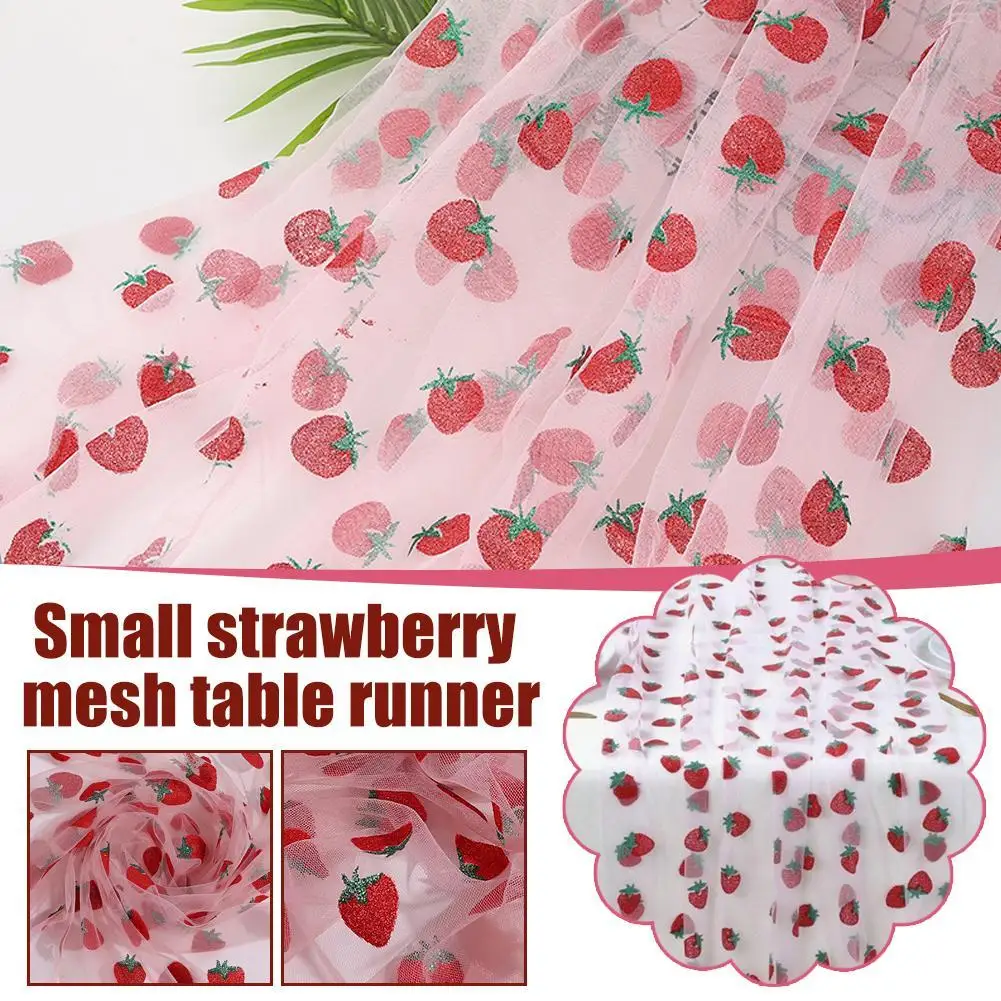 

Embroidery Strawberry Tulle Fabric Sewing Wedding Party Decorations Diy Craft Baby Shower Skirt Princess Dress Home Decorations