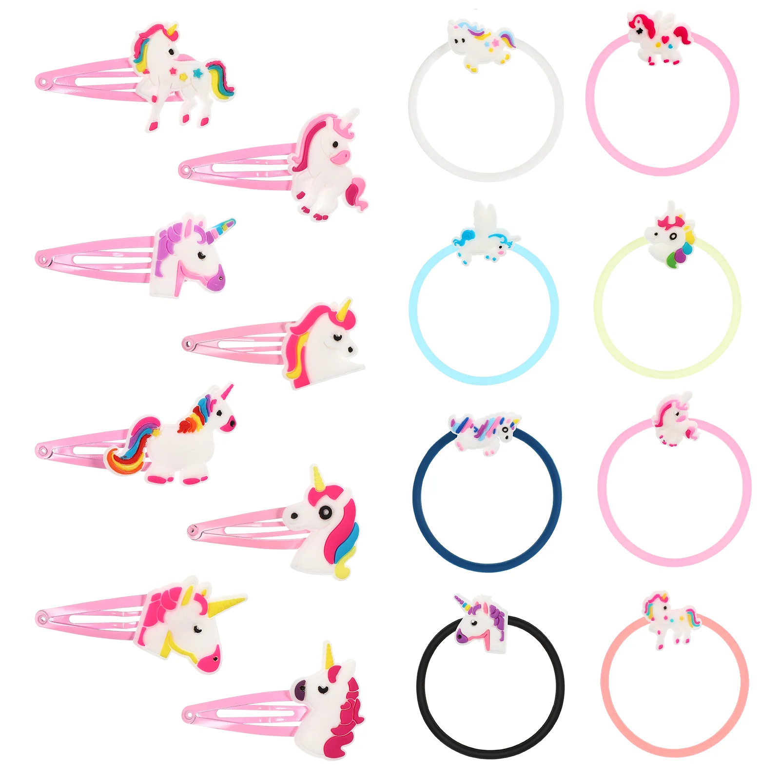 16 Pcs Children Headdress Cartoon Wrist Decor Unicorn Hair Ring Bracelet Clips Headwear