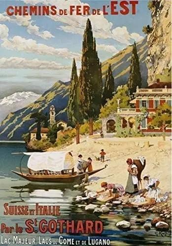 Suisse et Italie Par le St. Gothard 1907 VINTAGE AD LARGE METAL TIN SIGN POSTER METAL TIN SIGN 8x12 inches sign