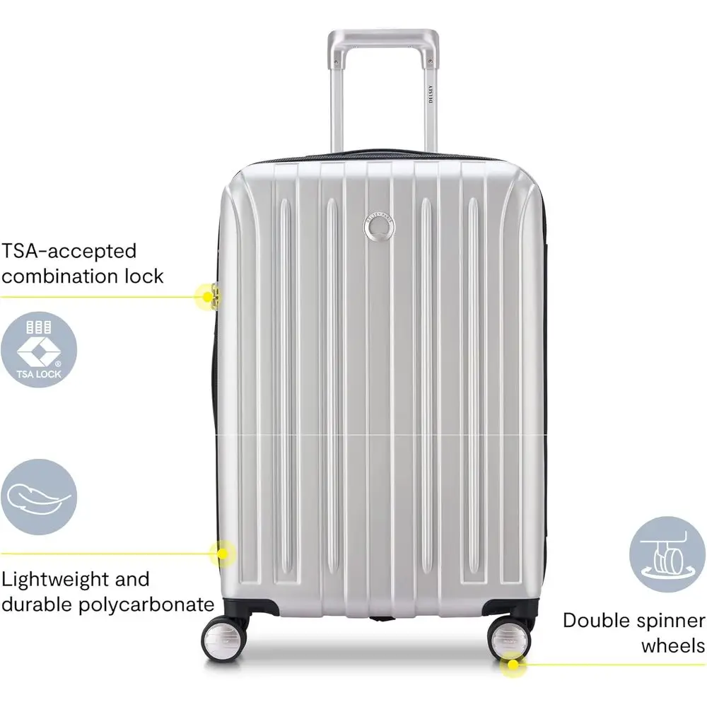 Expandable Hardside Spinner Luggage 21 Black, Titanium Paris Carry-On