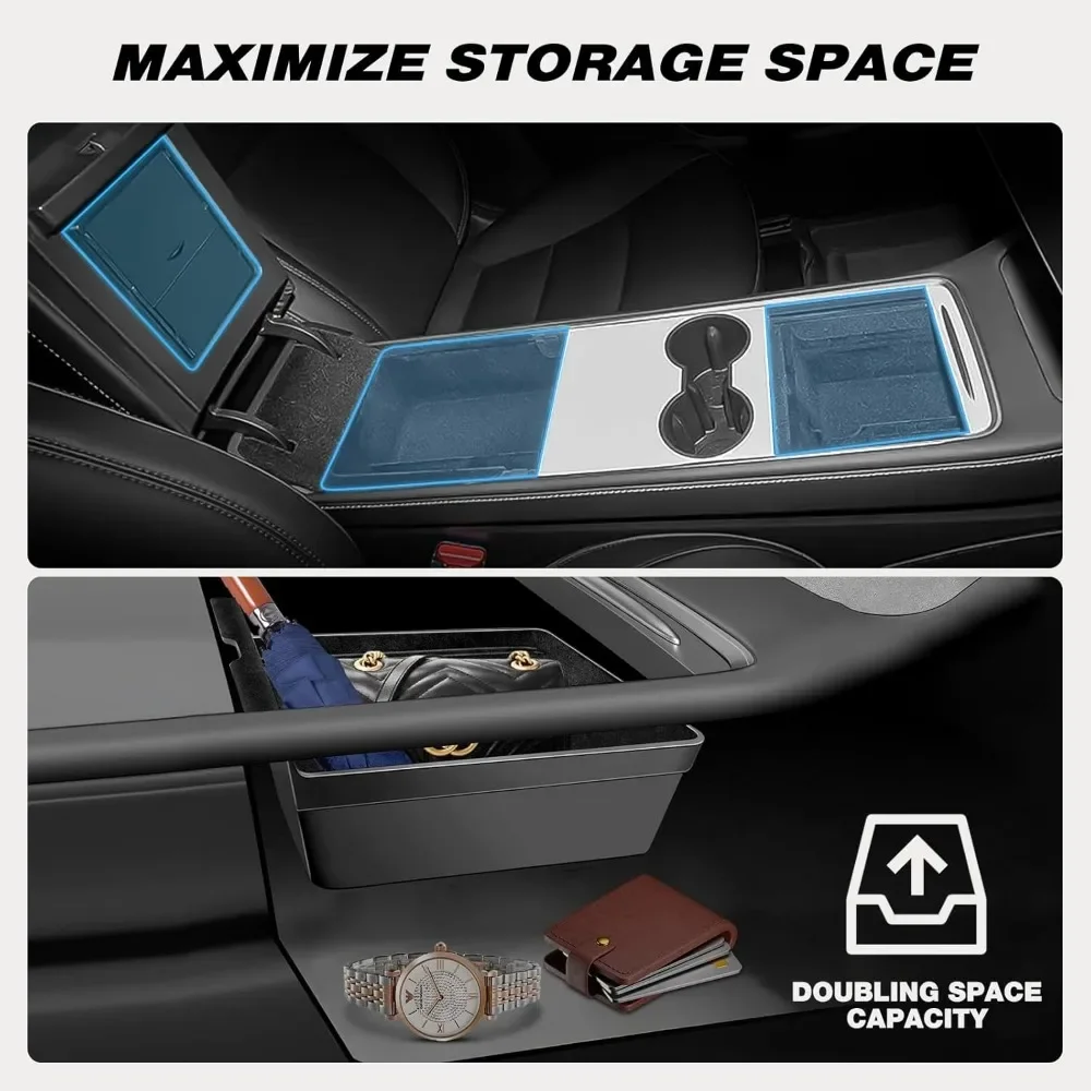 Caja de almacenamiento para consola central Tesla, cajón oculto, Material de felpa, 2021-2024, 2021-2023