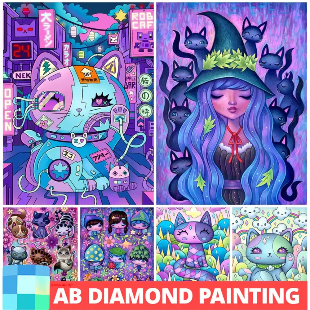 AB Northern Lights pittura diamante Magic Cat Magic Girl mosaico ricamo 5D fai da te 2023 nuovo arrivo Set artigianato regalo decorazioni per la casa