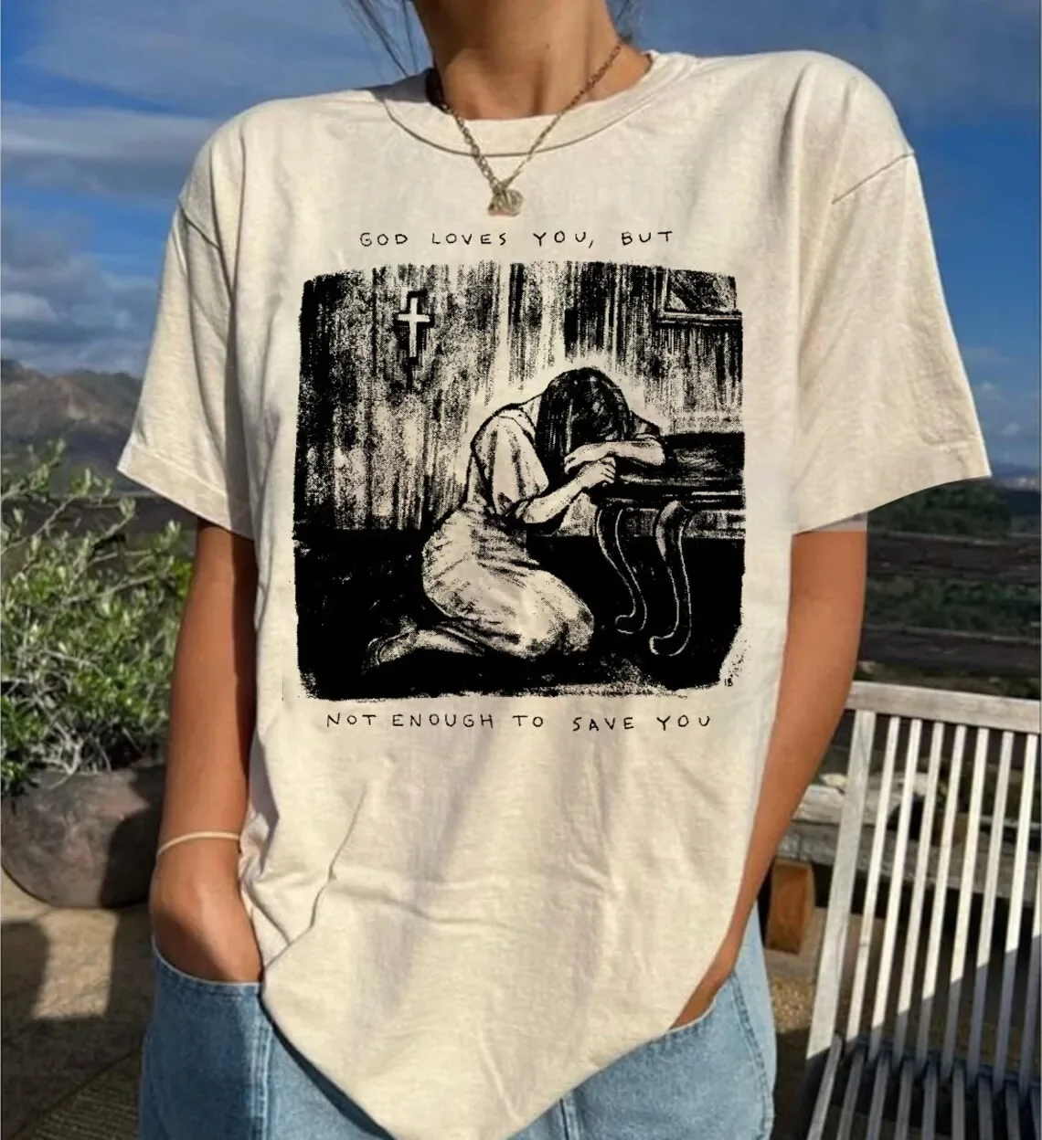 Ethel Cain God Loves You But Not Enough To Save YOu T Shirt Full Size S-5XL SS64