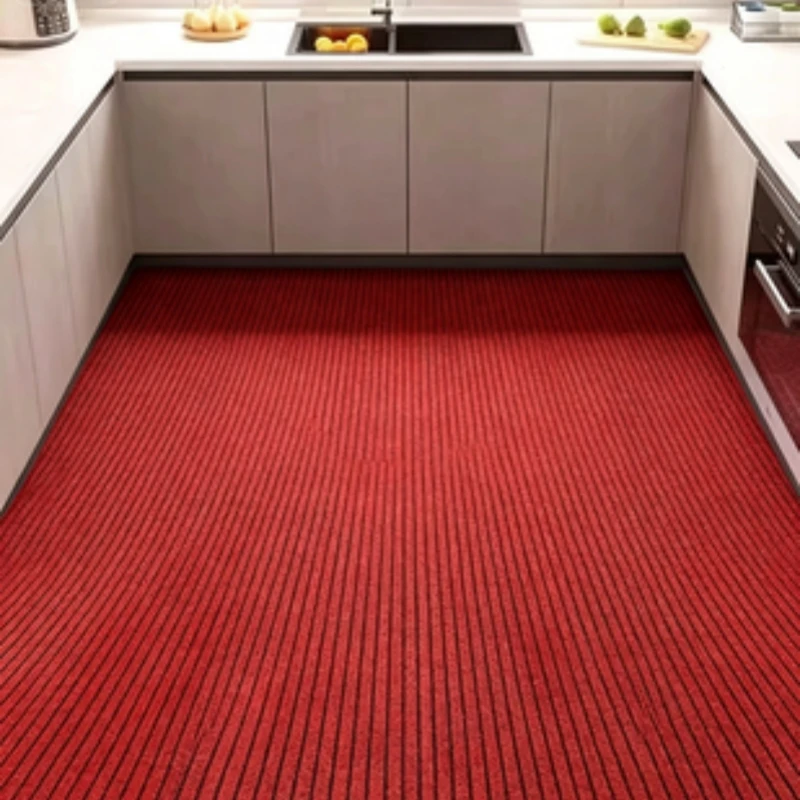 40cmx3cm 50mx3m DIY solid color striped kitchen door mat, floor mat, self-adhesive anti slip carpet, home corridor carpet