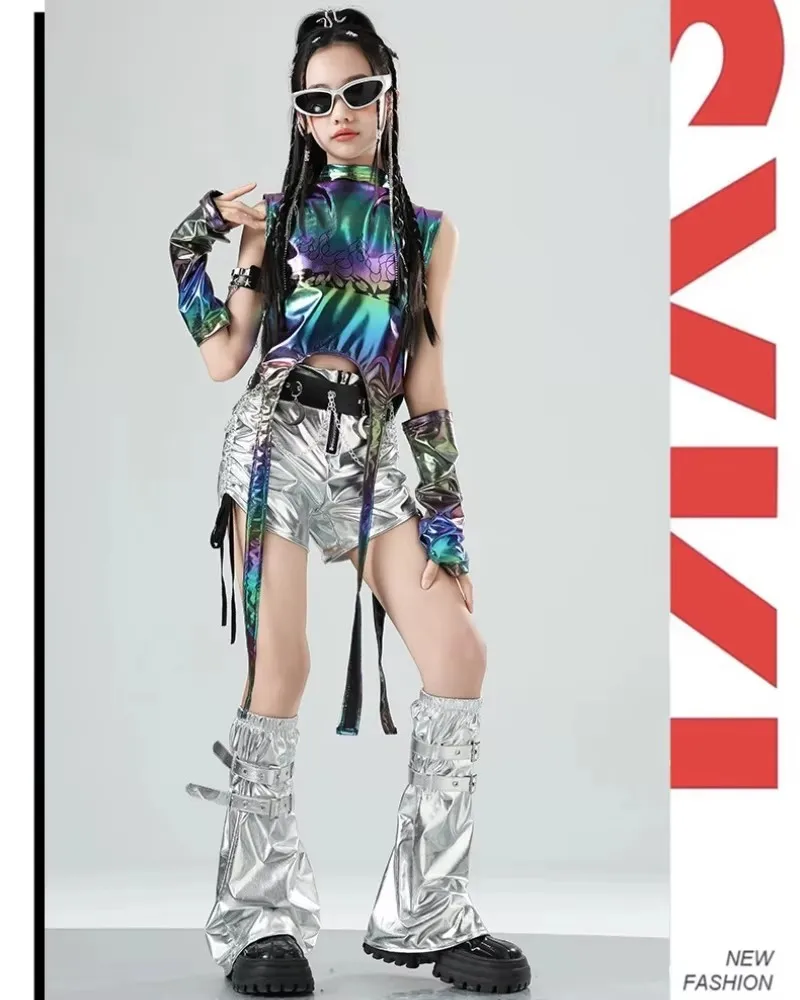 زي أداء رقص الجاز للأطفال، شريط ليزر، المنصة الجميلة والرائعة للفتيات، زي أداء مجموعة الفتيات #2