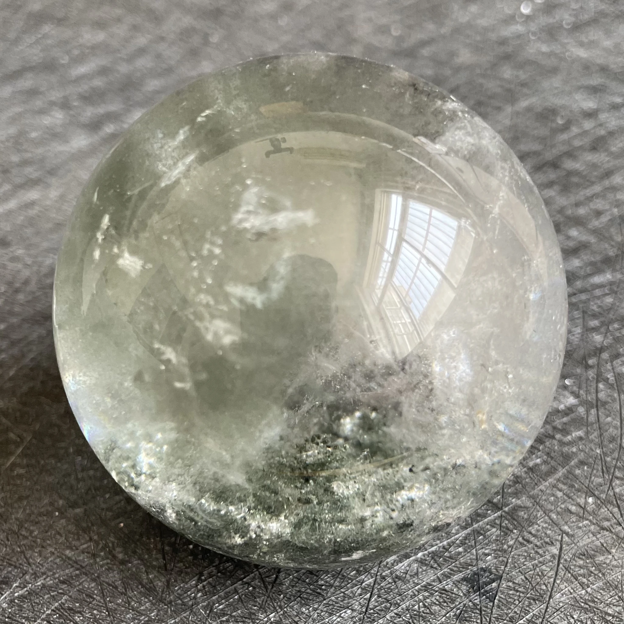 341g Natural Crystal Ball Green Phantom Decoration Polished Quartz Sphere Reiki Healing