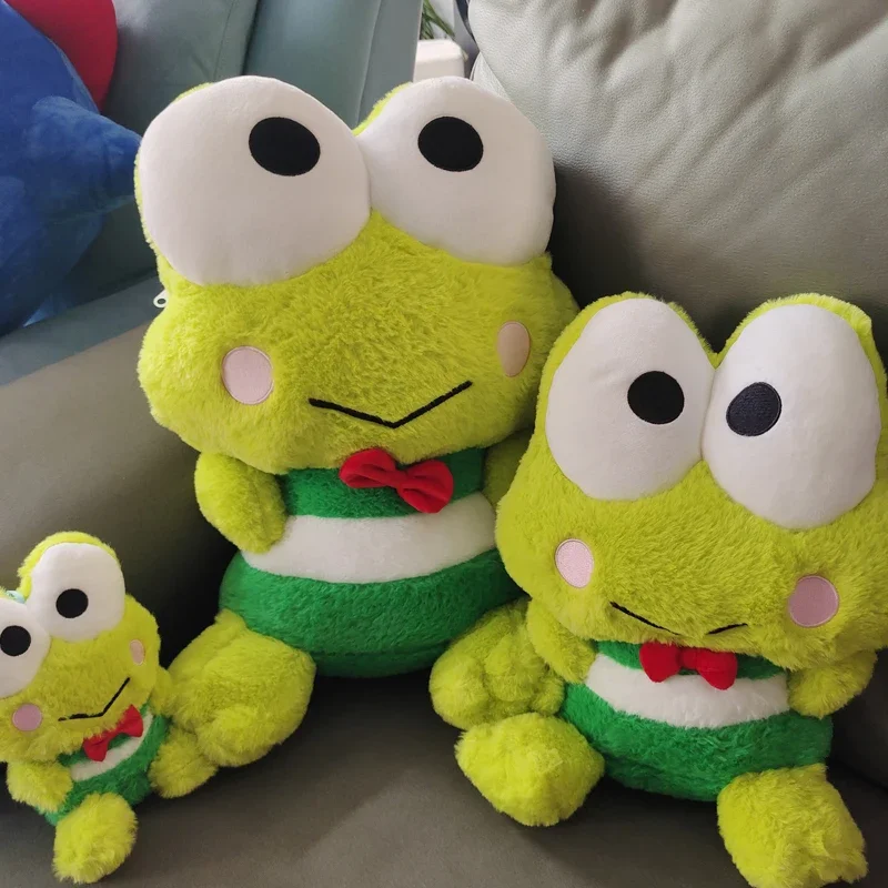 Adorable rana de ojos grandes, peluches suaves de Anime Kero Keroppi, juguete de peluche, sofá cama, almohada, decoración del hogar, regalos de navidad