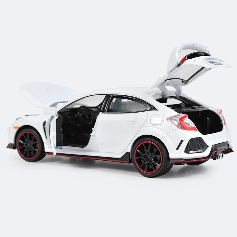 1:32 HONDA CIVIC TYPE-R Toy Car Metal Toy Diecasts Toy Vehicles Car Model Sound Light Pull Back Car Toys For Children Gifts