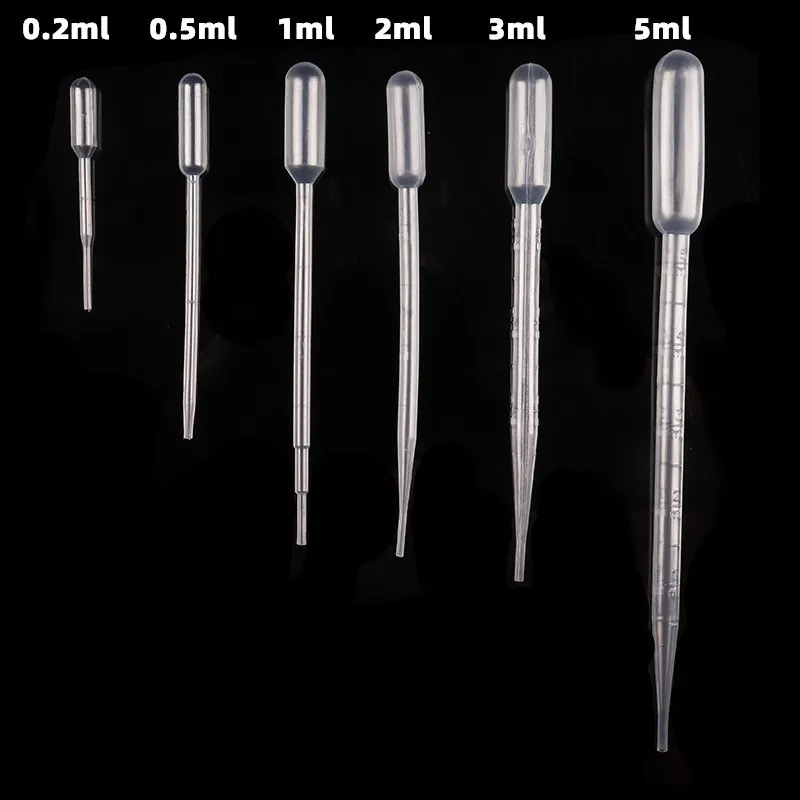 Disposable Liquids Dosing Fine Tip Transfer Pipets Pipettes 0.2/0.5/1/2/3/5ml 100 Pcs