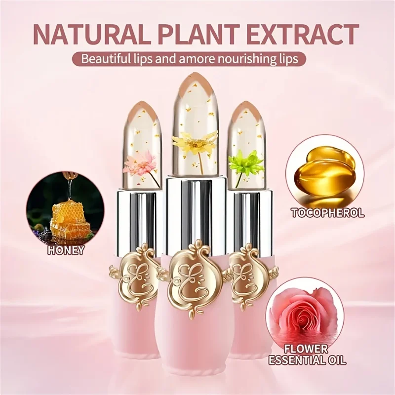 Color ChangingMouth FlowerJelly LipstickTemperatureChangeMoisturizerFlowerLasting Nutrition Moisturizing Color Changing LipGloss