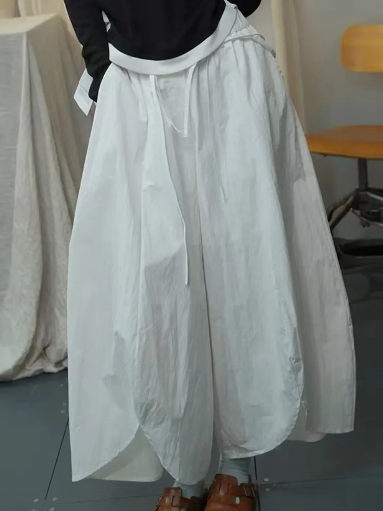 

Женские широкие брюки-палаццо с высокой талией, свободные, асимметричные, из смесового хлопка, летние, повседневные