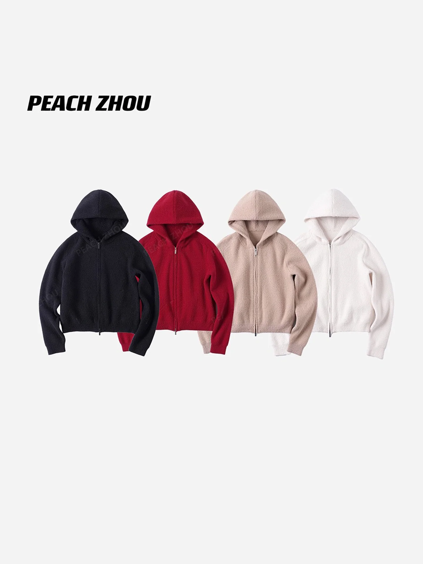 

PEACHZHOU Women's Zipper Hooded Jaet f Fce Casual Loose Fit Small Size Pure Color Open Cardigan Spring 2026