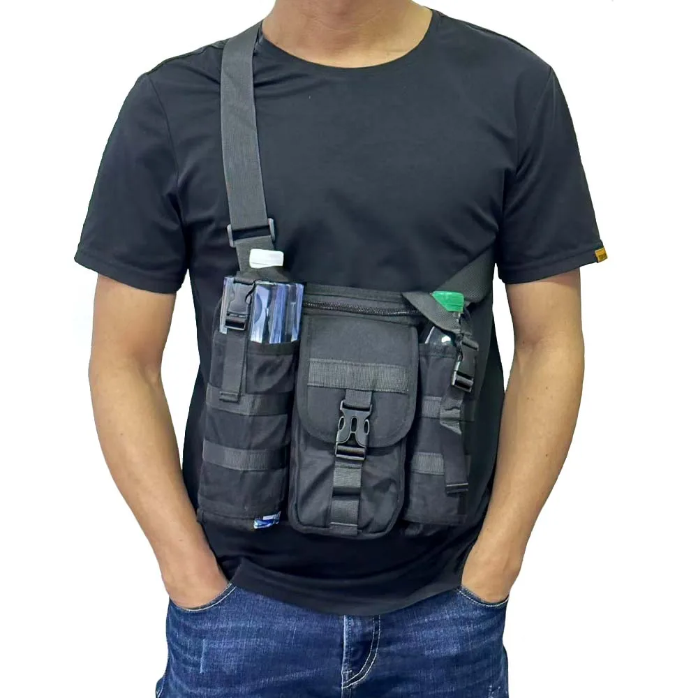 Bolso multibolsillo de gran capacidad de 1 litros, bolso cruzado de un solo hombro, bolso doble para botella de agua, bolsa de almacenamiento para viajes al aire libre