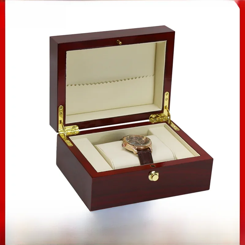 Premium Wooden Flip Cover Watch Box Piano Baking Paint Packaging Box Large Capacity Unisex Gift Box for Wristwatches