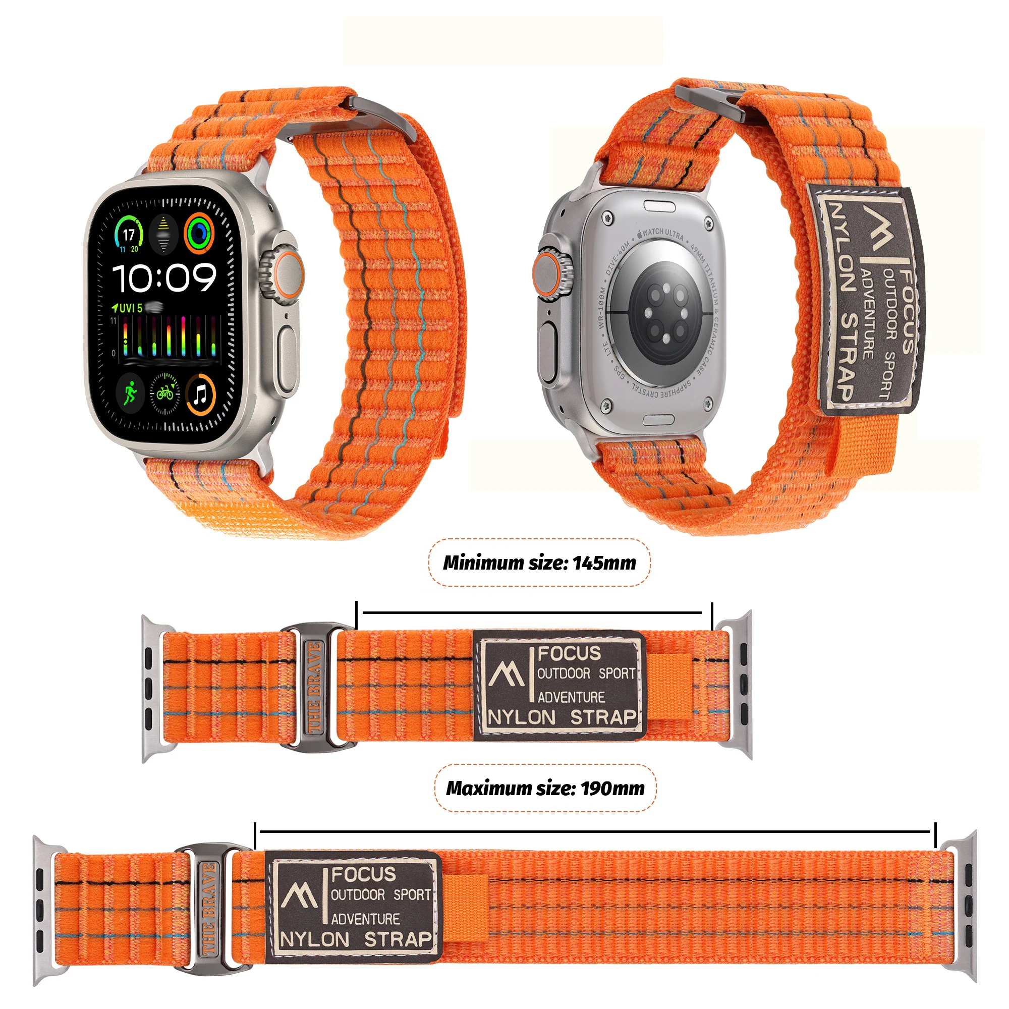 For iWatch Series10 Strap 42mm 46mm Double Section Nylon Loop Strap iwatch 456789 se Ultra 40mm 41mm 44m 45mm 49mm Strap