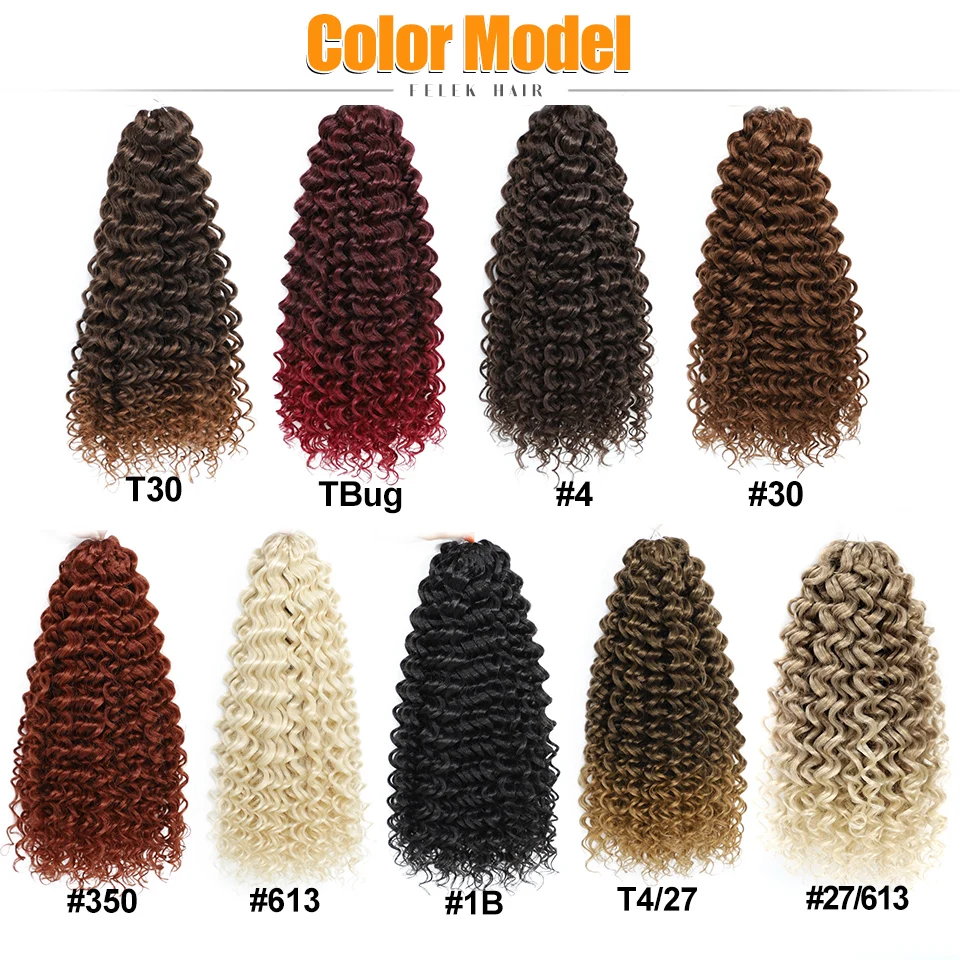 Deep Curl Hair Water Wave Twist Crochet Synthetic Afro Kinky Hair Extension For Women 18inch Black Brown Water Wave Curly Braids