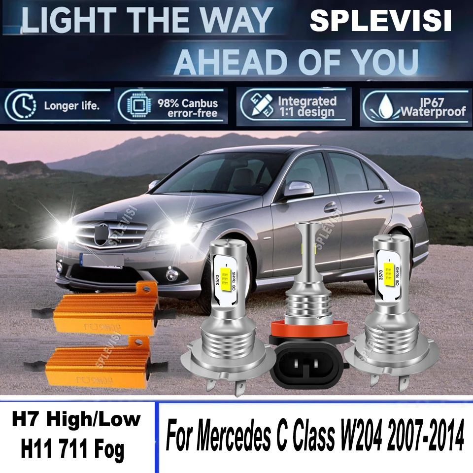 H7 H7 H11 LED Headlight Fog Light emit light in a 360° pattern For Mercedes-Benz C Class W204 2007 2008 2009 2010 2011 2012-2014