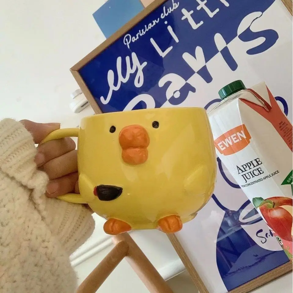 Creative cute pouting chicken ceramic mug breakfast juice cup milk cup cartoon coffee cup gift