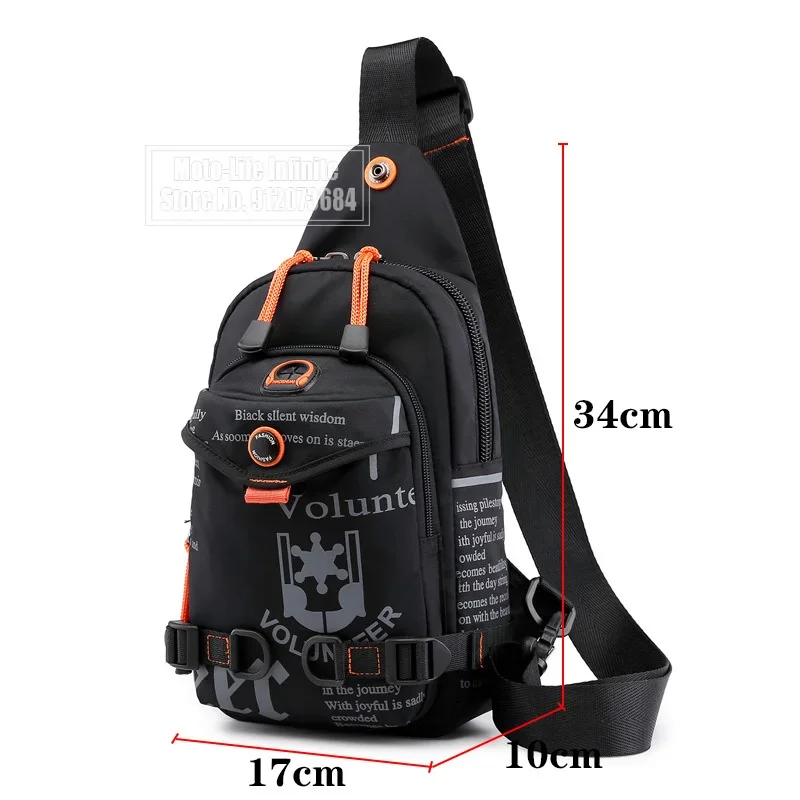 Waterproof Nylon Motorcycle Bag Men Chest Bag Rucksack Knapsack Travel Casual Male One Shoulder Bags Sling Backpack Daypack New