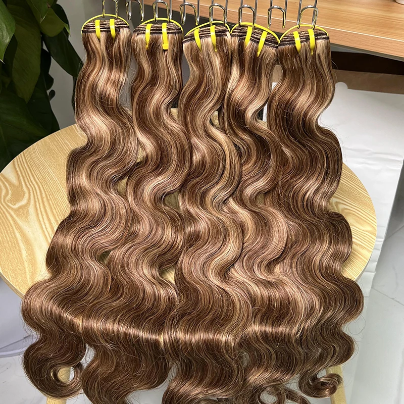 P4/27 Highlight Human Hair Bundles Body Wave Hair Bundles Quality Bundles Extensions Straight Bundles Brown Blonde Bundles