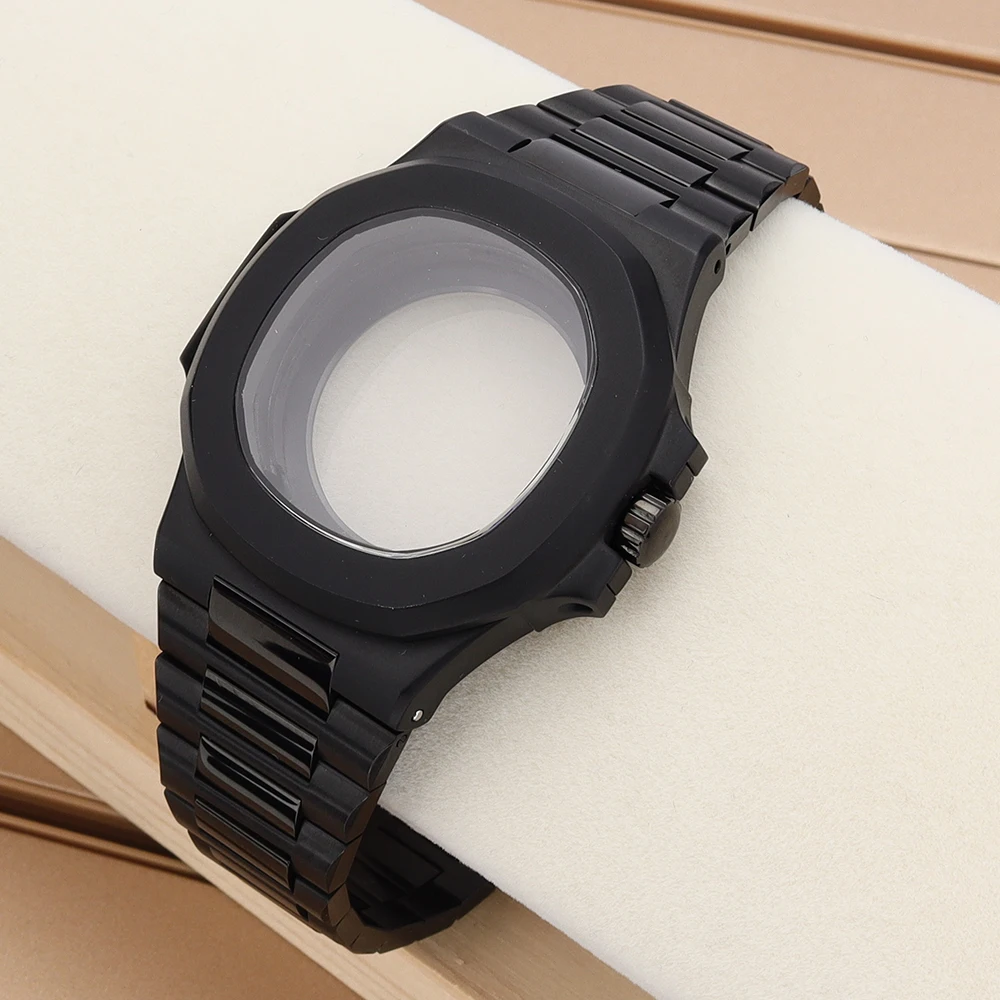 40mm 럭셔리 시계 케이스 스트랩 사파이어 글라스 방수 NH35 NH36 NH34NH38 무브먼트 개조 노틸러스 케이스 30.8mm 다이얼