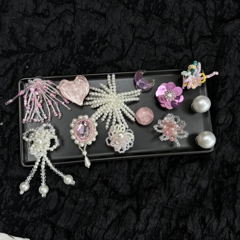 

Colorful Handmade Beaded Pearl Crystal Shoe Charms Tassel Pendant Flower Shoe Buckle DIY Shoe Decor