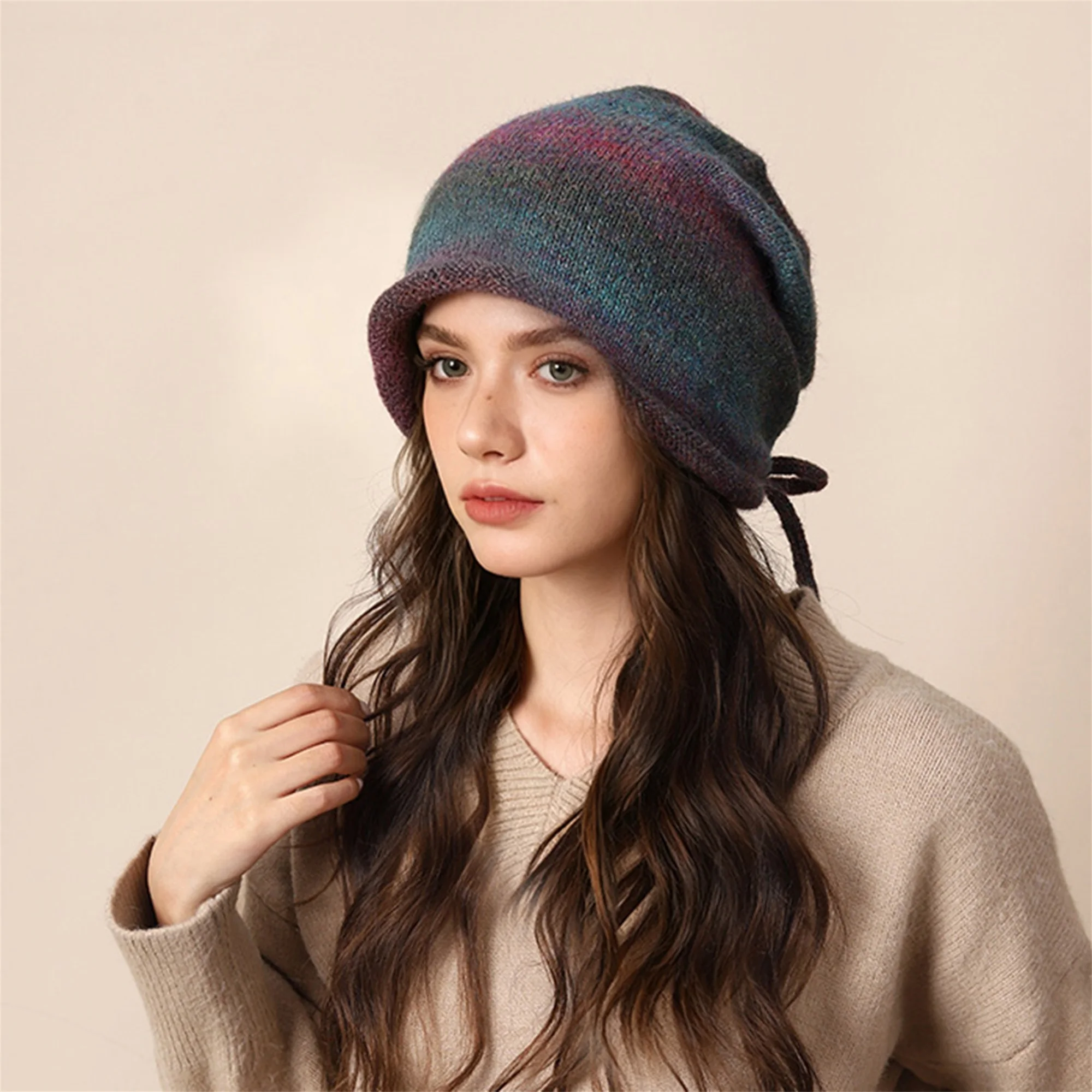قبعة صغيرة أنيقة متماسكة على شكل كابل مع قبعة شتوية دافئة بوم بوم للنساء والفتيات والأنشطة الخارجية وقبعة التزلج #4
