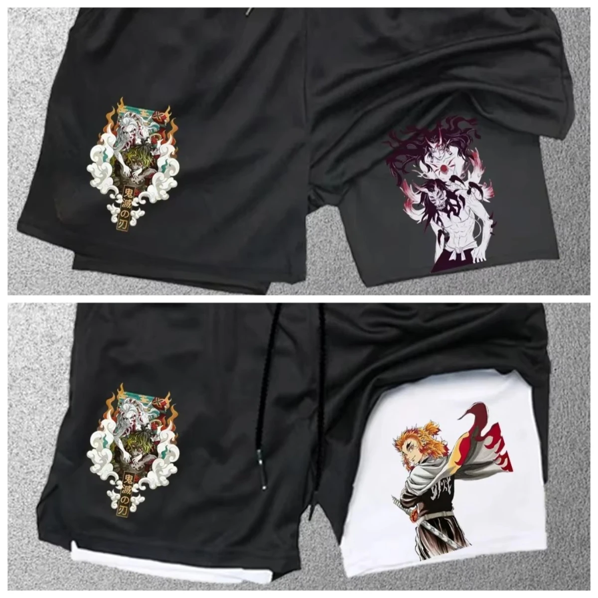 

Мужские шорты для бега 2-в-1 с принтом аниме «Убийца демонов», спортивные быстросохнущие шорты для тренировок в тренажерном зале, фитнес-шорты, летние повседневные шорты 2025 г.