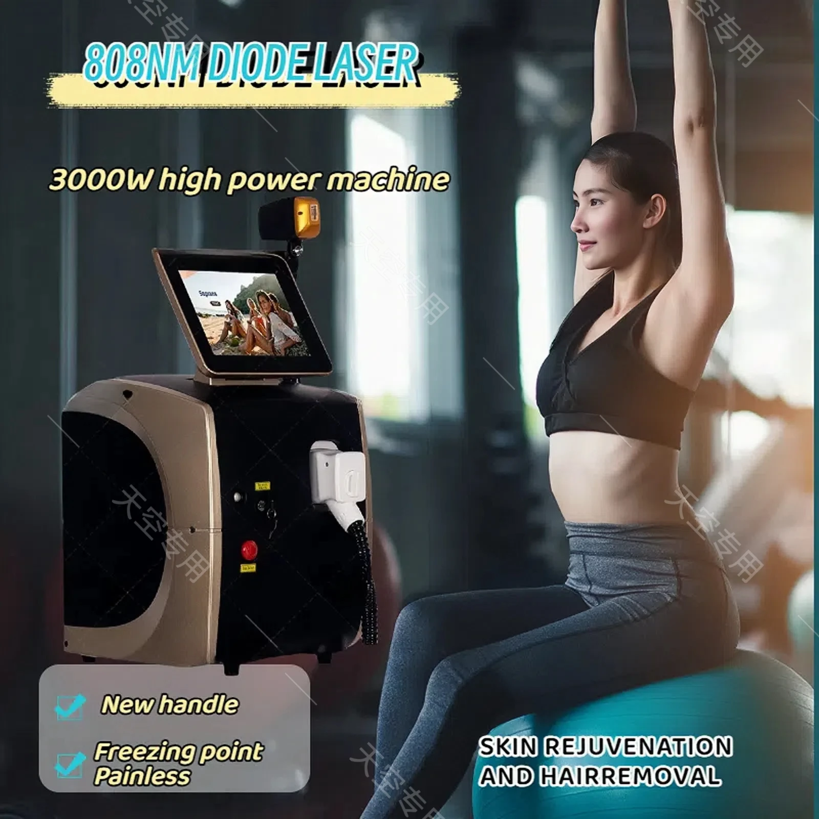 

3 Wavelengths Permanent Portable 808nm Diode Laser Hair Removal Ice Alexandrite Diodo Depilacion Diode Laser Hair Removal