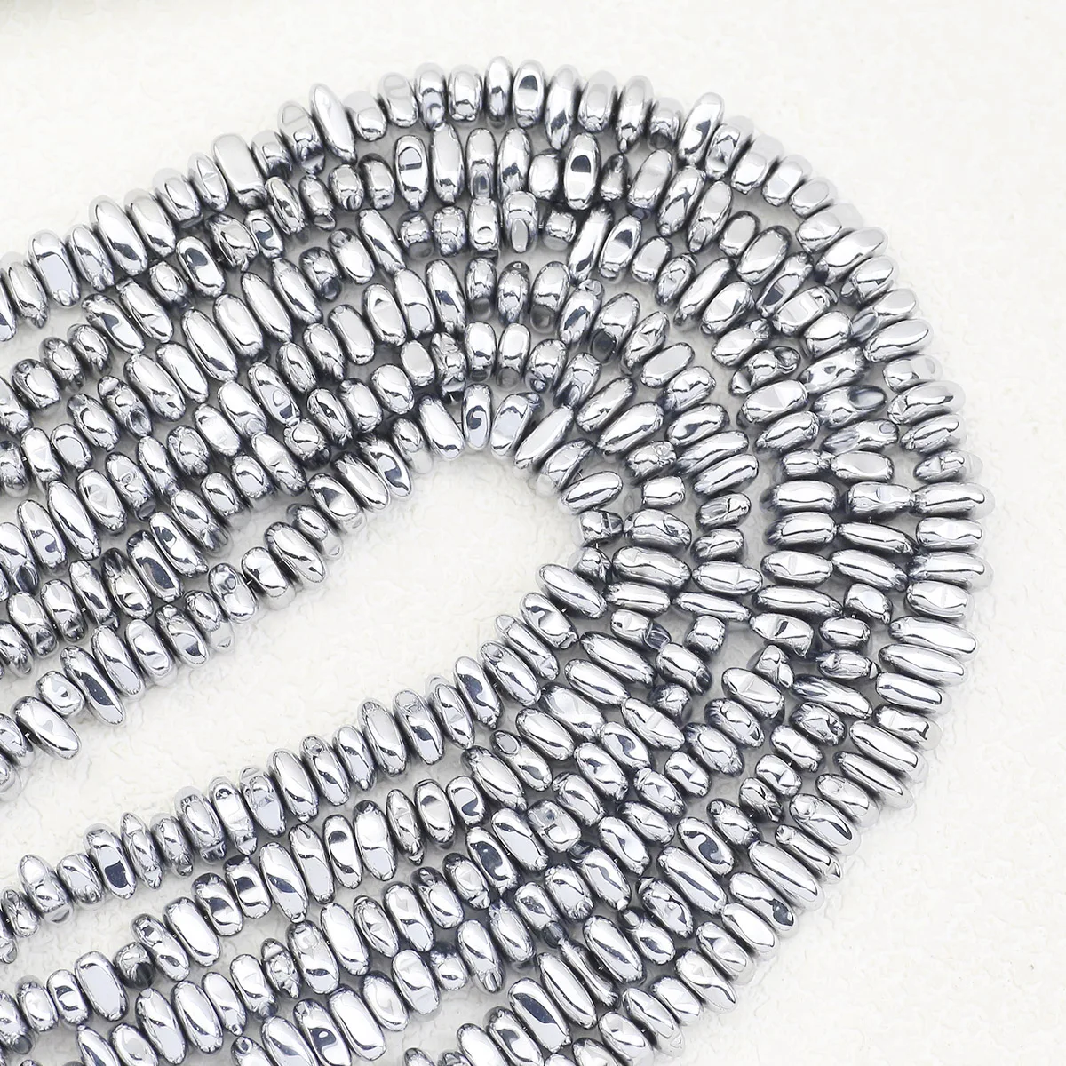 Versilbert, ca. 10 mm, Hämatit, unregelmäßiger Kies, Naturstein-Abstandsperlen, 38,1 cm, für Schmuckherstellung, DIY-Armbänder, Halsketten