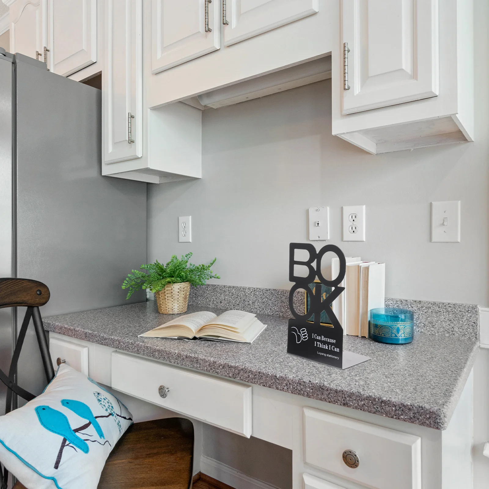 

1 Pair Bookends Creative Letter Design Iron Book Stoppers For Home Office Shelves Organizer Holder Decorative Bookend Adornment