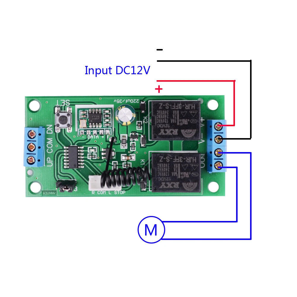 12V DC Motor Forward And Reverse Remote Control Switch For Retractable Door Curtain Electric Push Rod Wireless Remote Motor