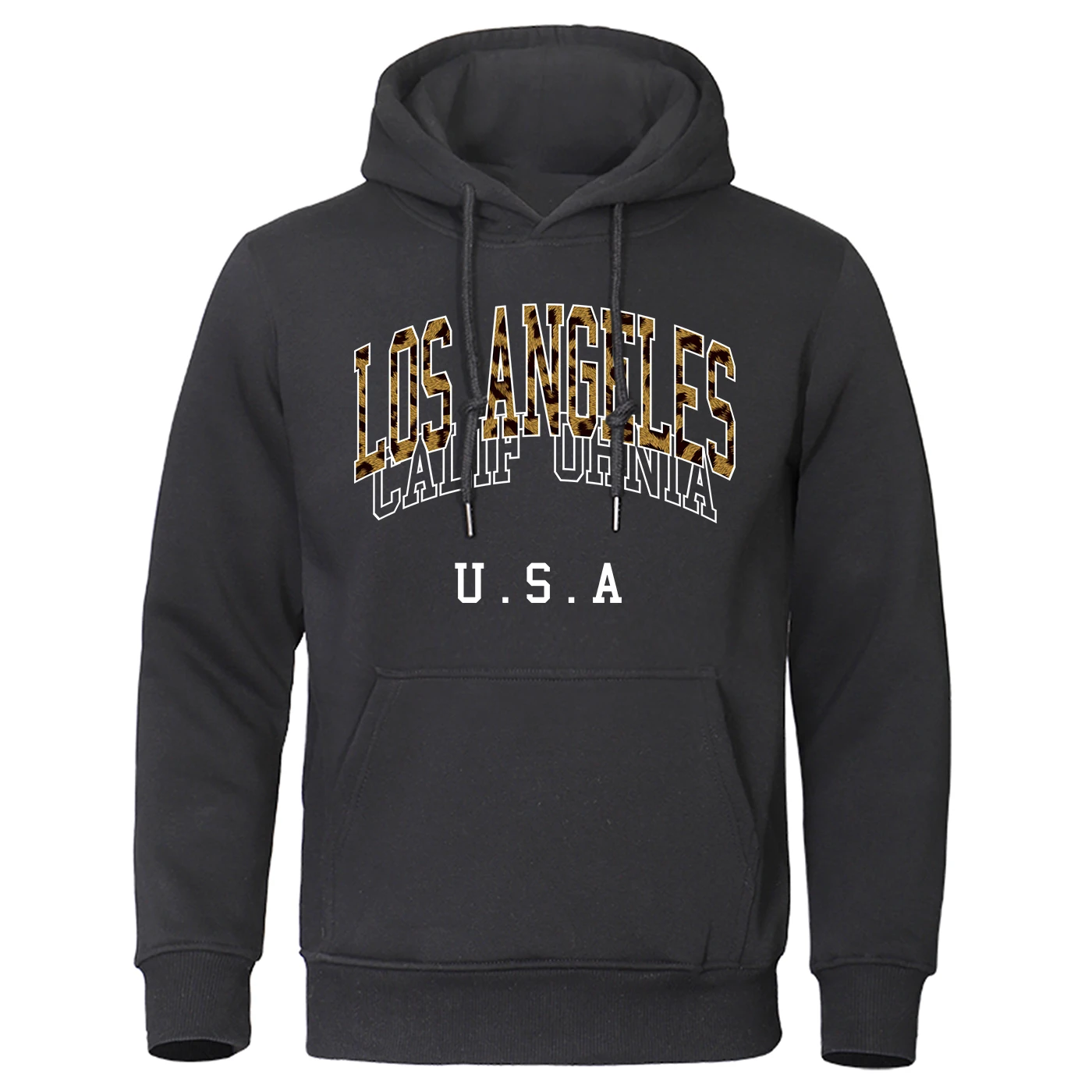 Los Angeles Usa Letter Printing Men Hoody Warm Fleece Round Neck Clothes Autumn Casual Comfortable Hooded Fashion Street Hoodie