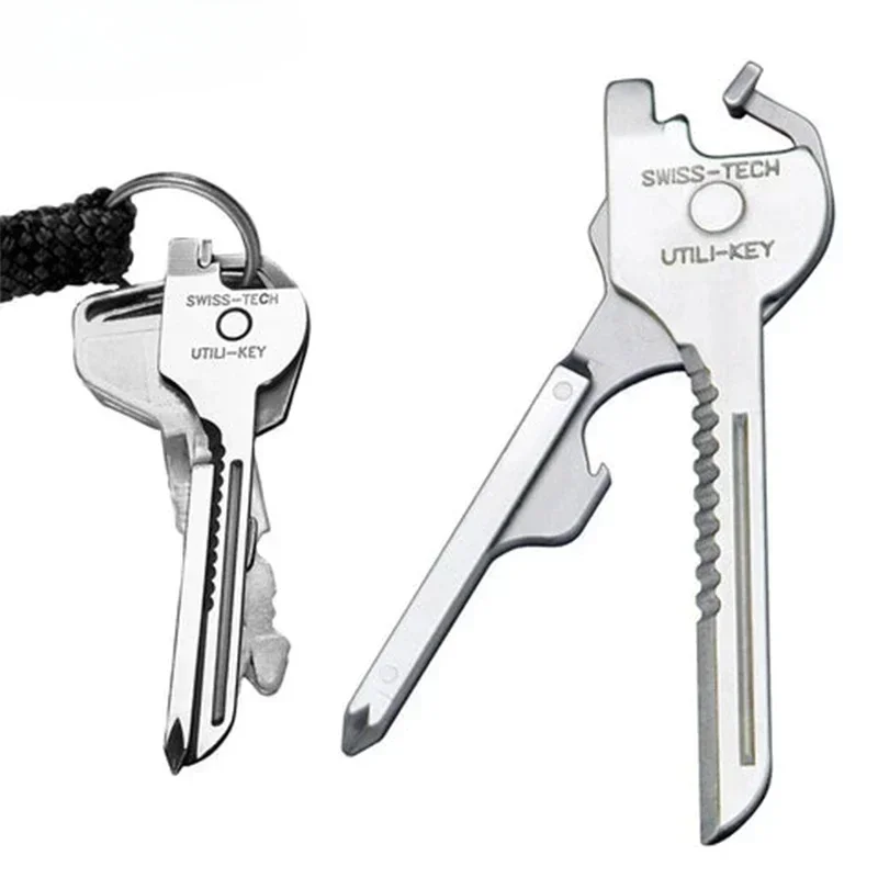 2026 6 in 1 Multifunction Knife Practical Swiss Tech Utili Key Outdoor Screwdriver Bottle Opener Keychain Camping Hiking Tools