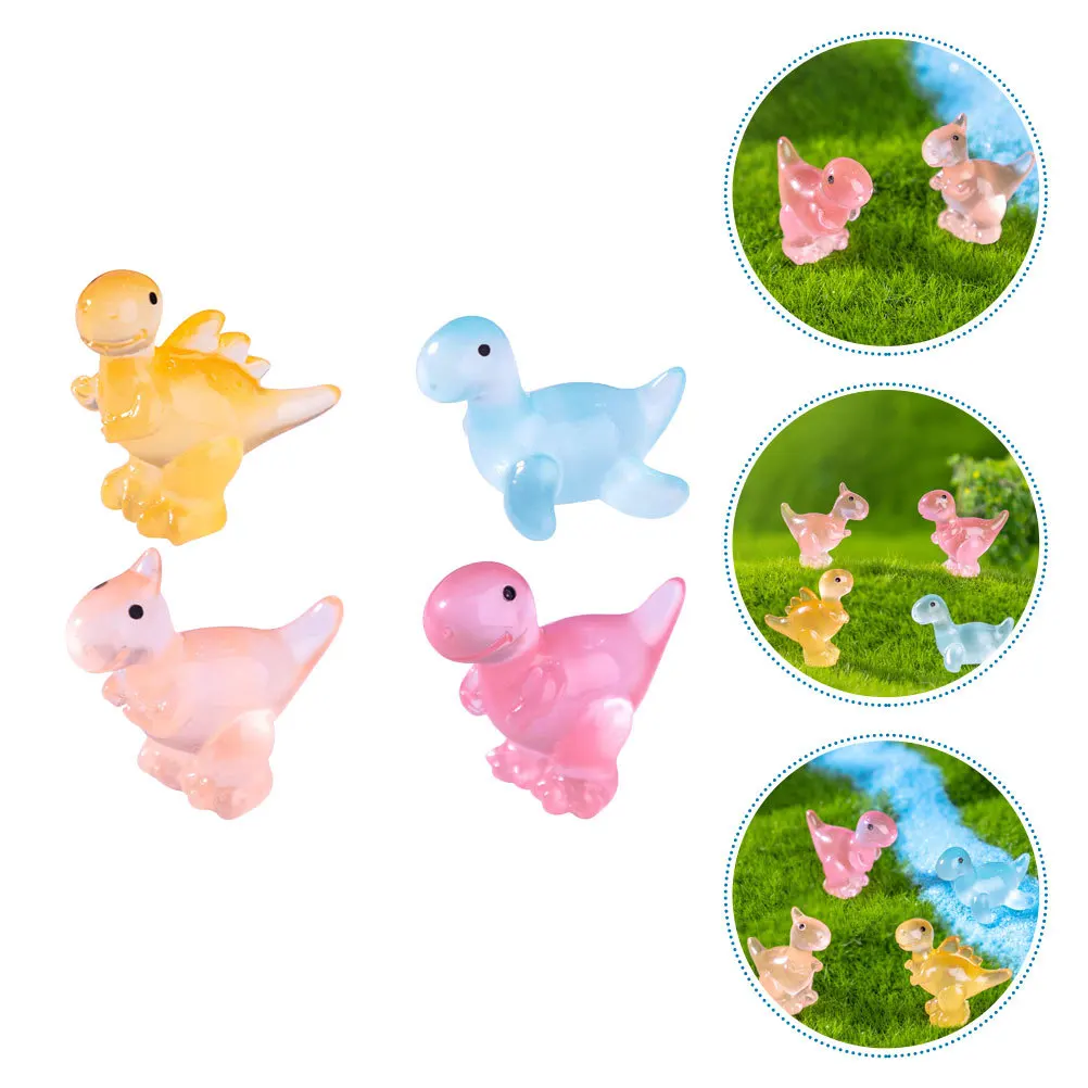 

20Pcs Glowing Small Dinosaur Resin Figurines Mini Resin Animal Craft Micro Landscape Decoration Bonsai Dinosaur Garden Decor