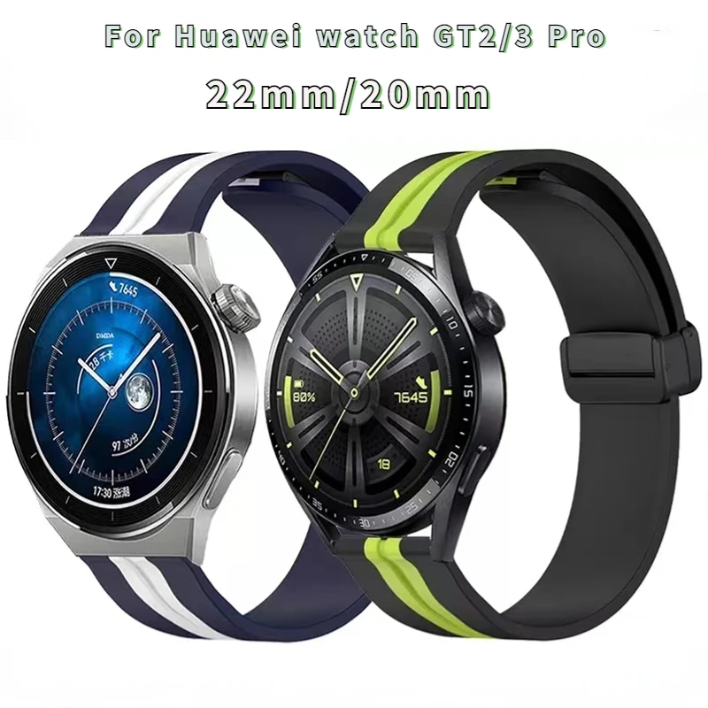 Silicone strap For Samsung Galaxy watch 3 4 5 Amazfit GTR Magnetic buckle easily adjustable watchband For Huawei watch GT2/3 Pro