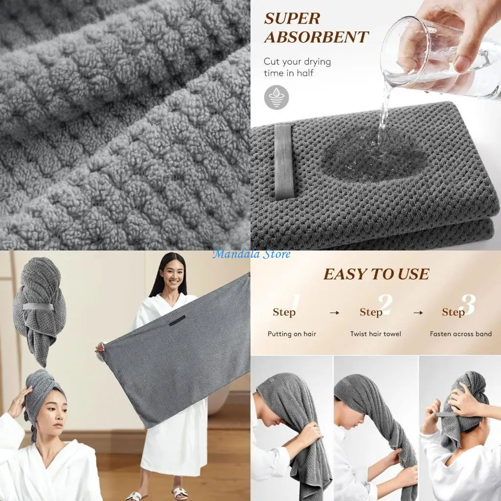 

U2JC Microfiber Hair Towel Wrap, Super Absorbent Turban for Quick Hair Drying for Curly Hair