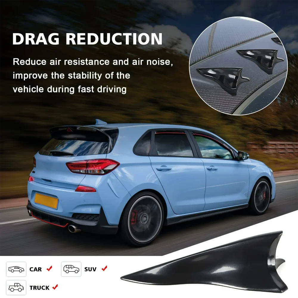 10pcs Aerodynamic Kit with Air Vortex and Shark Fin Diffuser – Roof/fender Spoiler Combination for Most Sedans and SUVs