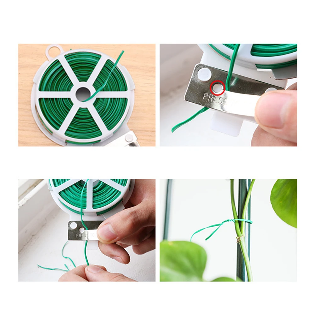 Green Garden Tie Wire with Inner Steel Wire and Outer Plastic Sheath for Plant Upright Support and Cord Control