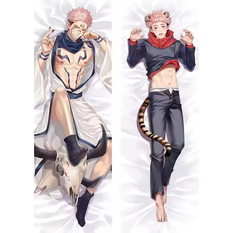 Cosplay Pillowcase Jumatsu Kaisen Body Pillow Case Itadori Yuji Ryomen Sukuna Throw Pillowcase Hugging Men DIY Cosjin