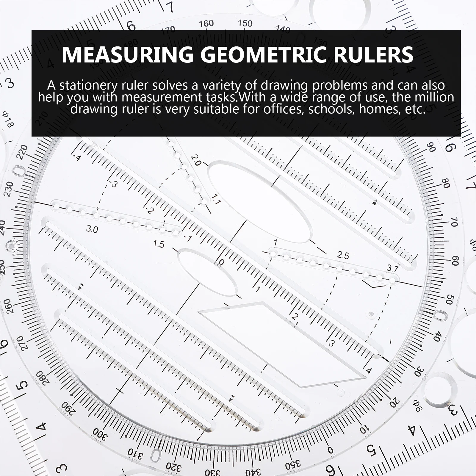رسم مليون حاكم أداة قياس الرياضيات متعددة الوظائف للطلاب قالب هندسي بلاستيكي صياغة أداة القرطاسية #4