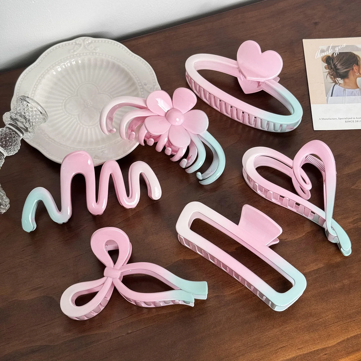

Dowell Hair Clip Set (6 Pieces Set) Green And Pink Graded High-grade Hair Clip, Suitable For Thin, Medium And Thick Hair