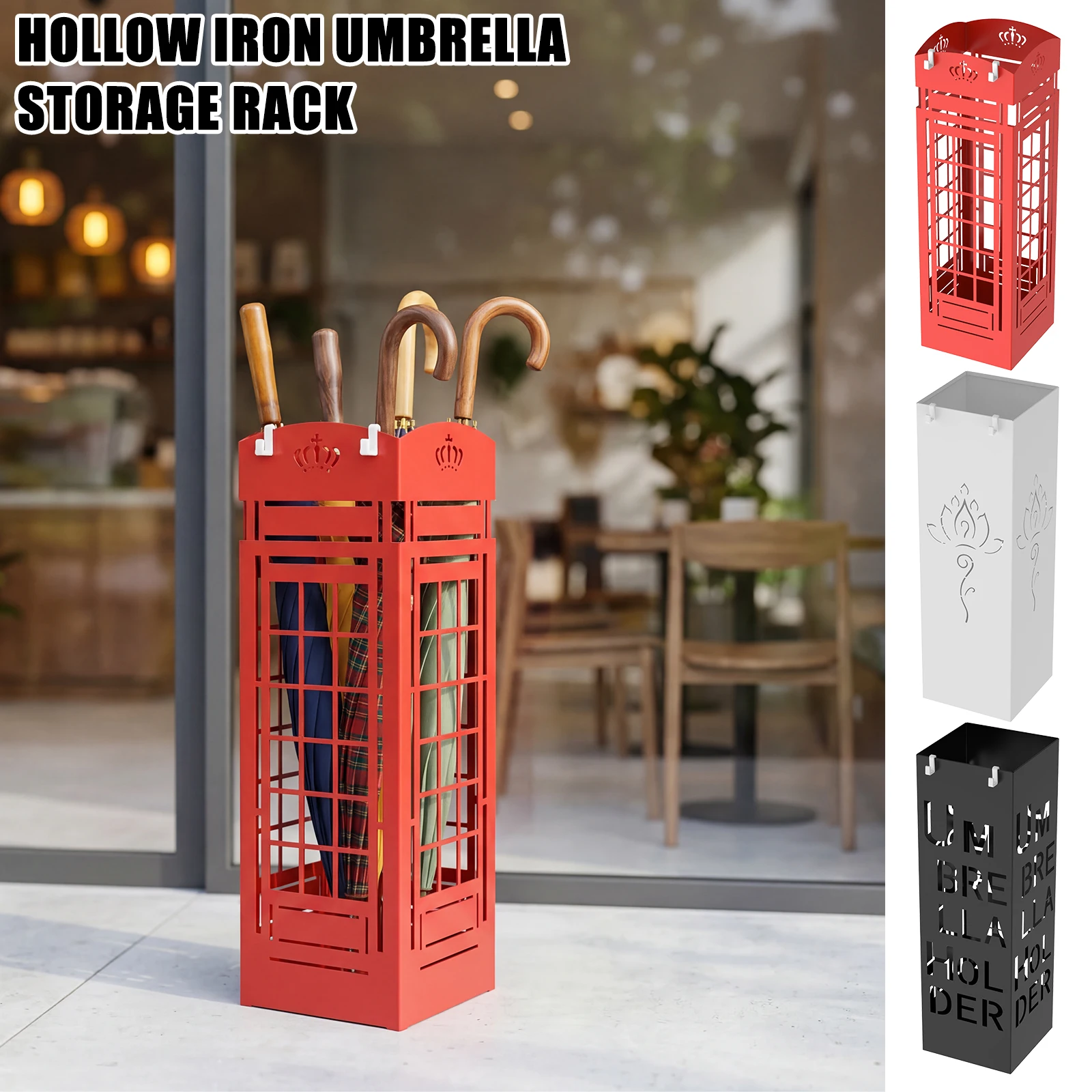 New Umbrella Holder Metal Standing Hollow Out Stand Creative Walking Cane Organizer Rack Waterproof Umbrella Holder Bin for Home