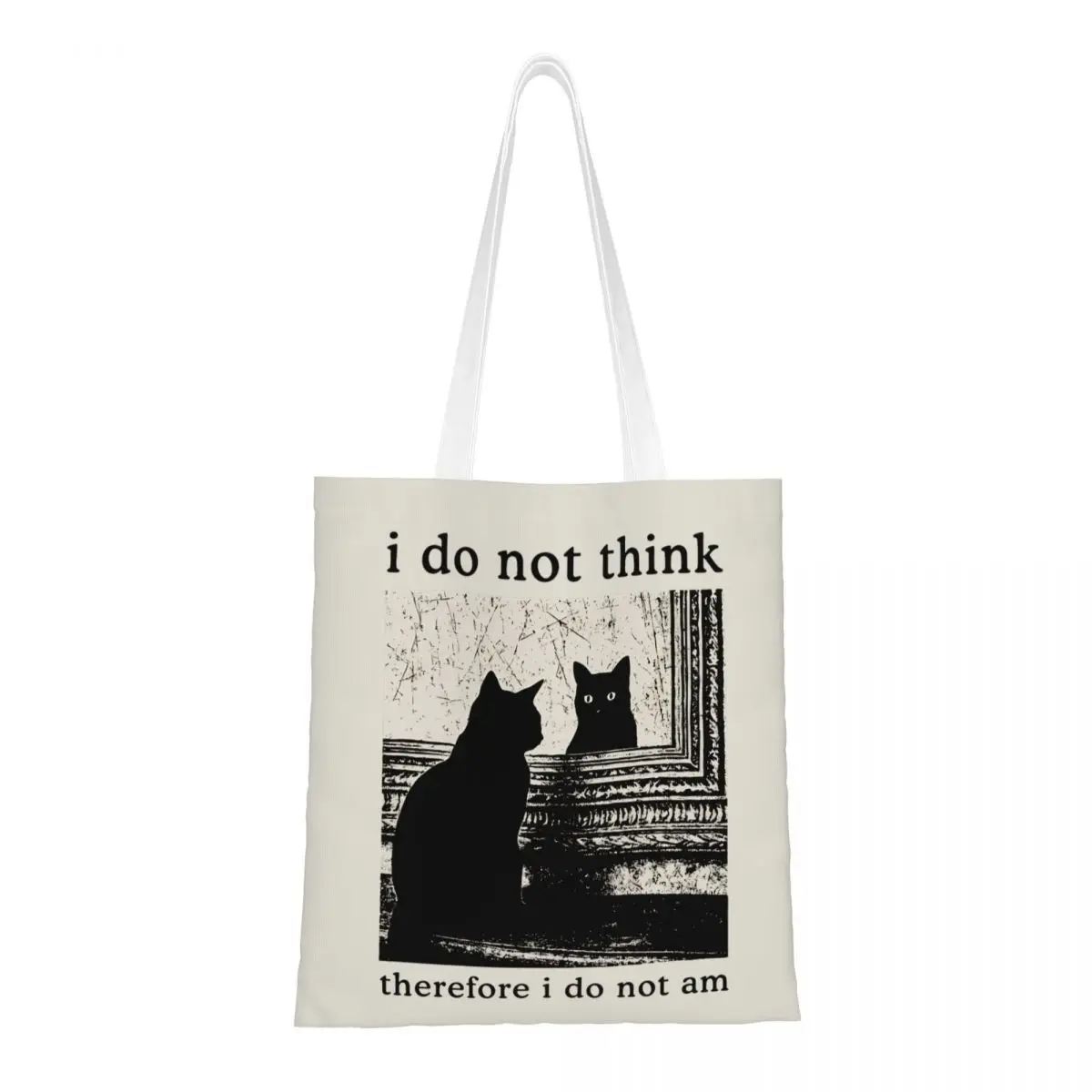 لا أعتقد ذلك، لست أنا حقيبة تسوق قماشية قابلة لإعادة الاستخدام حقيبة تسوق ذات سعة كبيرة للجنسين حقائب الطلاب المضحكة على شكل قطة ميمي #1