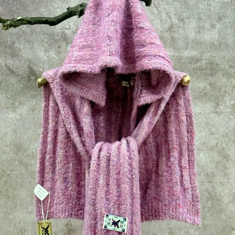 

Новая вязаная накидка-шарф с капюшоном, короткая, однотонная, для тепла и моды, осенняя одежда для плеч