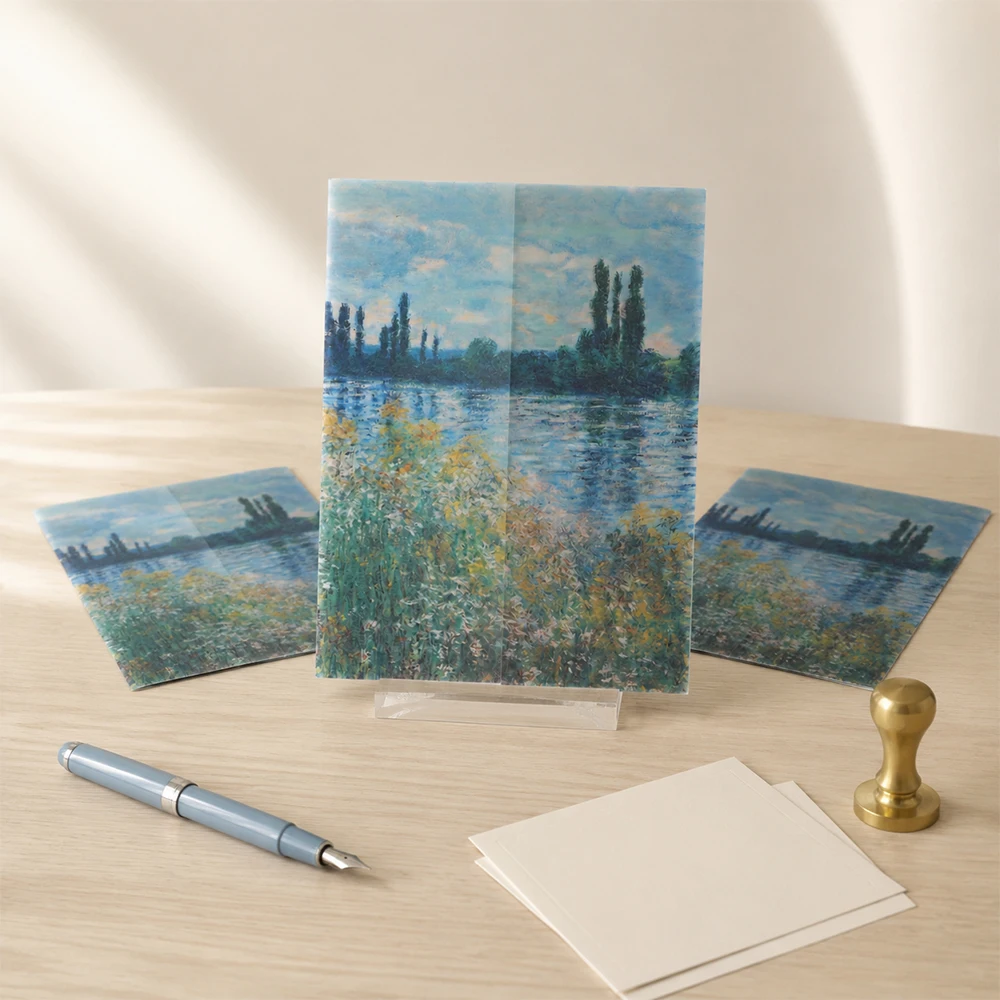 20Pcs Oil Painting Vellum Paper Jackets,Landscape Art Print Translucent Vellum Inserts for Wedding Invitation Envelope,DIY Party