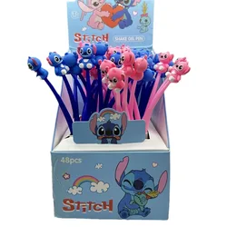 Disney Stitch Gel Pen 48Pcs Black 0.5mm Kawaii Cartoon Silicone Ornaments New Cute Styling School Supplies Friends Write Gifts