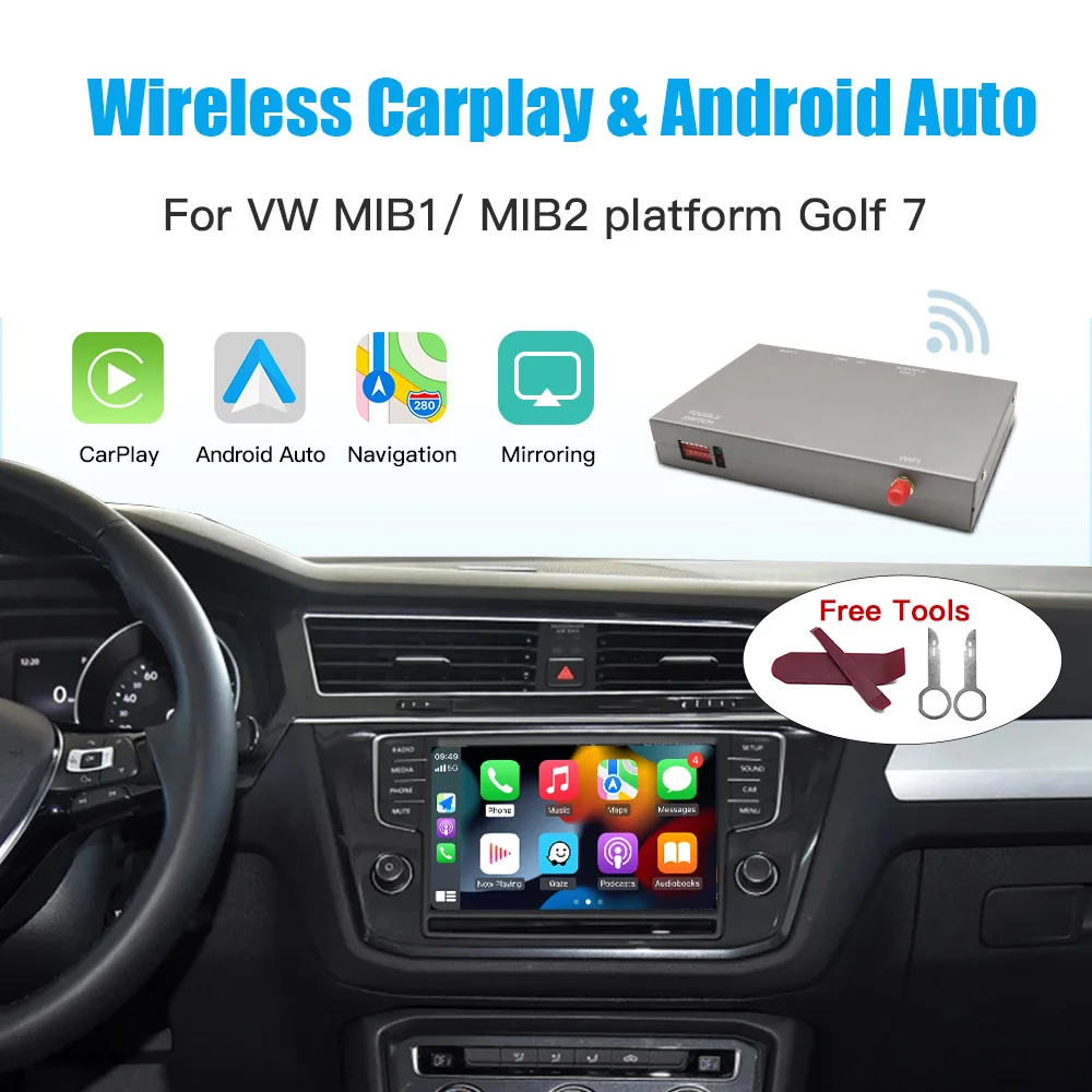 Wireless Carplay Android Auto car module for Volkswagen Skoda Octavia Golf 7 Polo Passat with MIB MIB2, support camera Airplay