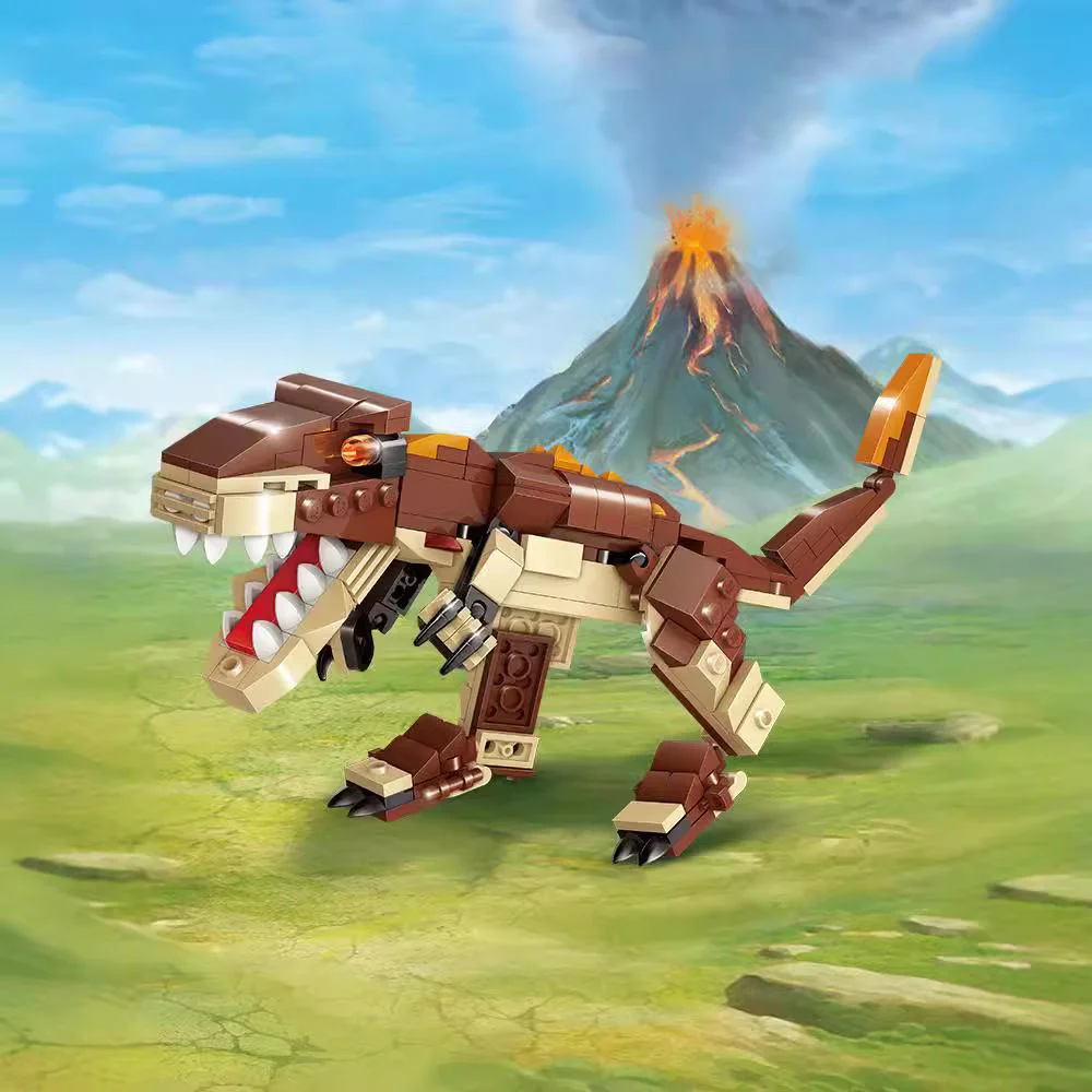 4 ''/10 cm Dieren Figuren 8 in 1 Dinosaurus Figuur Model Bouwstenen Kits Speelgoed voor Kinderen Kan worden Gecombineerd Dier Kids Geschenken