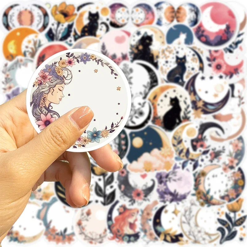 10/30/50PCS Moon Flower Cat PVC Sticker Aesthetic Children\'s Decoration Scrapbooking Accessories DIY Stationery School Supplies